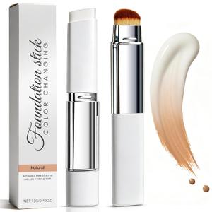 Upgrade 2 in 1 Blanc Cover Cream Stick V - Color Changing Foundation Stick with Volufiline - Hydrating Concealer Base Makeup, Dual-Ended with Built-in Brush, Portable for Daily Use (Natural)