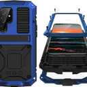 Simicoo Compatible with Samsung S23 Ultra Metal Military Case with Stand Screen Protector Camera Protection Rugged Heavy Duty Shockproof Full Body Cover Tough Dustproof for Men (Blue)