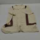 Verdusa Men's Cuban Crochet Shirts Short Sleeve Knit Shirts Casual Button Down Knitted Top Sweater Apricot and Brown Medium