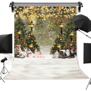 Winter Snow Scene Backdrop 5x7FT Snowflake Christmas Tree Glitter Bokeh Portrait Photography Background Winter Holiday Xmas Party Decorations Supplies Photo Props (5x7FT: 60x84 inch)