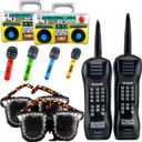 10 Pcs 80s 90s Inflatable Props Includes Inflatable Radio Boombox Inflatable Mobile Phone Inflatable Microphone Inflatable EyeGlasses for 80s 90s Hip Hop Theme Party Decorations