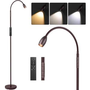 Reading Floor Lamp, 72" Tall LED Lamp with Flexible Gooseneck, Dimmable Zoomable Spotlight, Adjustable Color Beam Standing Lamp, Touch & Remote Control, Task Craft Living Room (Oil-Rubbed Bronze)