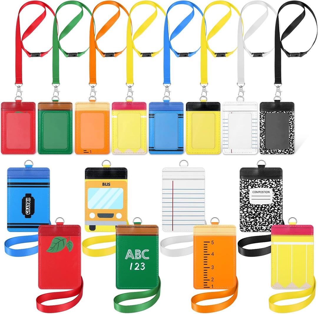 8 Pcs Teacher Badge Holder with Lanyard Back to School Teacher Gifts