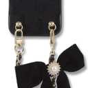 Crossbody Case for iPhone 17 with Gold and Vegan Leather Woven Detachable Chain - Black