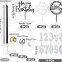 Yerliker 34 Pcs Happy Birthday Cake Toppers Decorations Birthday Candles DIY Cake Decor for Men Women Wedding Anniversary(Gold Silver White)