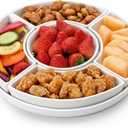 MALACASA Porcelain Divided Serving Dishes, Appetizers Tray, Serving Tray for Party - Perfect for Chips and Dip, Fruit, Veggies, Candy and Snacks, Divided Serving Platter, Relish Tray, White