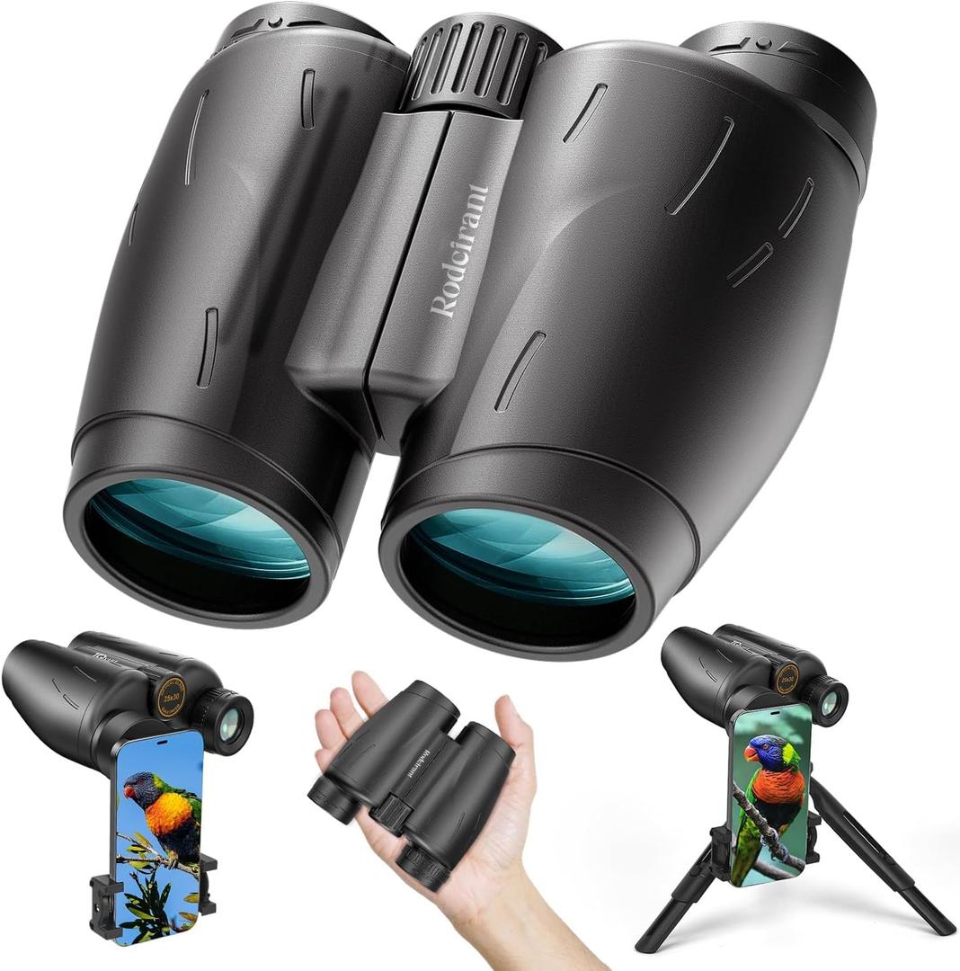 25X30 HD Binoculars for Adults with Universal Phone Adapter,Tripod and Tripod Adapter- Large View Waterproof Binoculars with Super Bright for Bird Watching,Hunting,Theater and Concerts (Black)