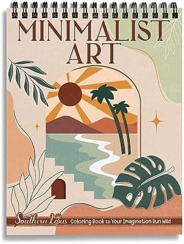 SOUTHERN LOTUS Minimalist Art Coloring Book Spiral Bound with Abstract Design Aesthetic Shapes Styles Hardcover Adult Color Pages for Women Seniors Girls Relax Relieve Stress