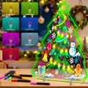 LED Drawing Board for Kids, Christmas Decorations Indoor Acrylic Light up Dry Erase Board LED Note Board 7 Colors, Lighted LED Message Glow Doodle Board Xmas Decor Gift Tree Home Holiday Kids Toy Gift
