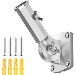 Stainless Steel Flag Pole Holder Heavy Duty Multi-Position Flag Pole Bracket Multi-Angle Adjustment wall mounting Bracket for 1 inch Flag Pole(Silver)