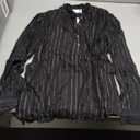 Velvet by Graham & Spencer Women's Lurex Stripes Lolita Blouse (Large, Black)