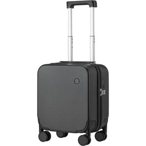 mixi Upgrade Carry on Luggage 14 Inch Underseat Personal Item Suitcases with Spinner Wheels, Hardside Rolling Suitcase PC with TSA Lock Lightweight Travel Case, Fine Grid Black