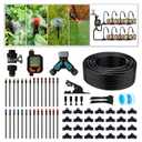 100FT Drip Irrigation Kit - 28 Adjustable 360 Nozzles & T-Connectors for Garden, Lawn & Plant Watering System