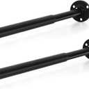 TYRON Mini Thin Closet Rods for Hanging Clothes, 1/2" Diameter,12 to 18 In. Adjustable Closet Rod, Metal Closet Bar Hanging Rod for Baby Kids Closet, Small Space (Black,2 Pcs)