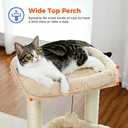 PEQULTI Cat Tree Cat Tower for Indoor Cats with Private Cozy Cat Condo, Natural Sisal Scratching Posts and Plush Pom-pom for Small Cats,Beige (27 Sleeping Tree)