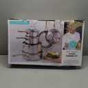 Martha Stewart Castelle 10 Piece 18/8 Durable Stainless Steel Induction Safe Pots and Pans Non-Toxic Kitchen Cookware Set - Gold Handles - Dishwasher Safe