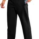 32"/34"/36" Inseam Mens Tall Sweatpants Long Lounge Yoga Pants with Zipper Pockets for Home Casual Athletic (Medium, Black)