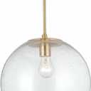 ALICE HOUSE 12-inch Kitchen Island Pendant Light, Seeded Glass, Modern Gold Farmhouse Pendant Lighting, Brushed Brass Hanging Light Fixture for Bathoom, Entryway and Hallway AL4803-P1