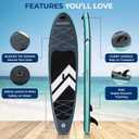 SereneLife Ultra-Light Inflatable Stand Up Paddle Board with Premium SUP Accessories - Extra Wide Stable Design with Non-Slip EVA Deck Pad for Youth and Adults of All Skill Levels - 350 lbs Capacity, Size: 10'6"