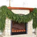Christmas Norfolk Pine Garlands - 9ft Artificial Garland Faux Green Fake Pine Needles Garland for Fireplace,Table,Window,Stairs,Mante,Holiday Indoor Outdoor Xmas Decor(2PCS)