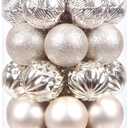 Sea Team 41Pcs Christmas Baubles Set Shatterproof Plastic Christmas Baubles with Strings Hanging Decorations for Christmas Tree Party Wedding Medium (Champagne, 60mm) (2.36" Medium (41-Pack))