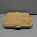 Core Hom Charcuterie Board with Clear Lid, Portable Travel Cheese Cutting Boards for Picnic Accessories, Bamboo Serving Tray with Lids, House Warming Gifts, White Handles, 5 Compartments