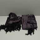 Aopwsrlyi Satin Pajama Set for Women Feather Trim Long Sleeve Sleepwear Shirt Matching Pants Bride Pjs Lounge Set (Black, L)