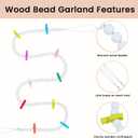 Hanging Photo Display with Clips, Boho Wooden Bead Garland Collage Picture Frame Wall Decor, Photo String with 10 Different Random Colors Wood Clips for Bedroom Room Decor, Christmas Teen Girls Gifts (Multicolor)