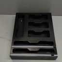 KOCWELL Bag Organizer & Plastic Wrap Dispenser with Cutter, 6 In 1 Bamboo Foil & Plastic Wrap Organizer for Kitchen, Food Storage Bag Organizer (Black)