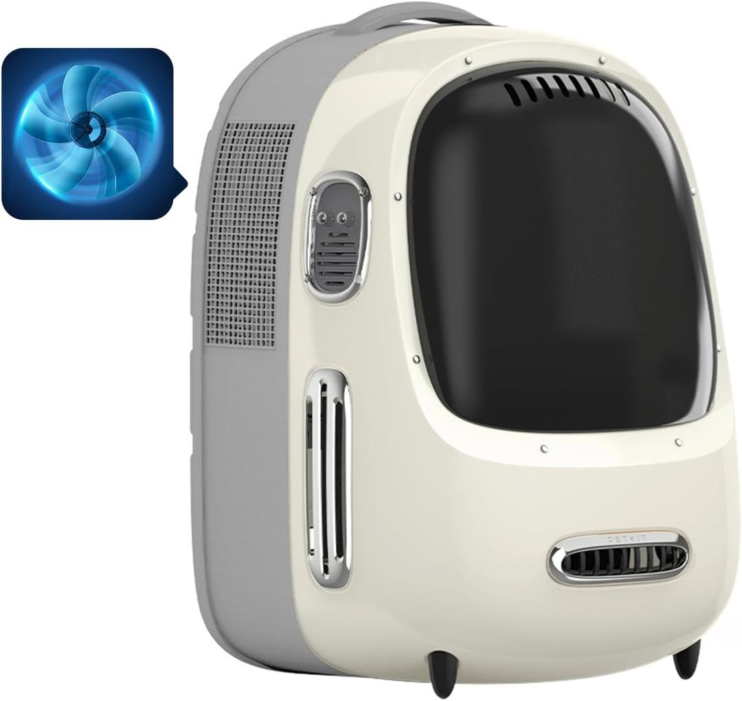 PETKIT Cat Backpack Carrier with Inbuilt Fan & Light, Airline-Approved Pet Backpack Bubble for Kitty Small Dog, Detachable Dog Backpack with Padded Strap for Travel, Hiking, Walking & Outdoor (White)