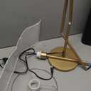 Ambimall 60'' Modern Floor Lamp with Shade, Tall Lamps for Living Room, Bedroom, Office, Dining Room, Beige Shade with Gold Pole(Without Bulb)