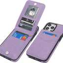 KIHUWEY Compatible with iPhone 13 Pro Max Case Wallet with Credit Card Holder, Premium Leather Magnetic Clasp Kickstand Heavy Duty Protective Cover for iPhone 13 Pro Max 6.7 Inch(Purple)