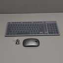 Wireless Keyboard and Mouse, GALENMORO Silent Quiet Combo Low Profile USB C Full Size Compact with Number Pad Flat Soft Touch Cordless for Mac Computer PC Laptop MacBook iMac Office - Black and Gray