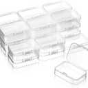 SATINIOR 24 Packs Small Clear Plastic Beads Storage Containers Box with Hinged Lid for Storage of Small Items, Crafts, Jewelry, Hardware (2.5 x 1.7 x 0.8 Inches)