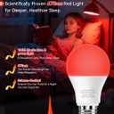 Neporal 7W 670nm Red Light Bulbs for Sleep, 100% Blue Light Blocking Bulb, Red Light Night Light for Melatonin Promoting, A19 60W Equivalent Dim Light Bulbs for Bedroom, Baby Nursery, Reading,2 Pack