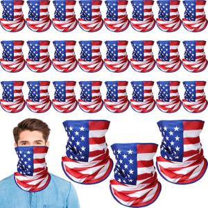 Eurzom 24 Pieces American Flag Cooling Neck Gaiter Memorial Day Face Cover Patriotic Face Mask 4th of July Neck Mask for Men Women Multicolor