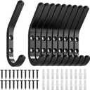 GWAAZXGZ Wall Hooks for Hanging Coats - 10 Pack Black 3.2'' Double Hook Design, Hat Organizers, Wall Mount Hangers for Bags and Keys, Perfect for Garage, Workshop, Entryway, Closet, and DIY Projects
