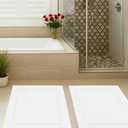 GOLD TEXTILES 12 Pack White Bath Mat Towels 20x30 Inches (Not a Bathroom Rug)- Cotton Blend Washable Economy Hotel Bath Mats