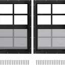 2 Pack 12" x 18" Black Shed Window with Tempered Glass and Fiberglass Screen Household Sliding Windows with Screws for Shed, Chicken Coop, Playhouse, Garage and Barns
