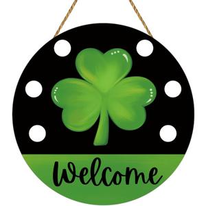 3 x St Patricks Day Decorations St Patricks Day Wreath Shamrock Door Decorations Wooden Shamrock Wreaths for Front Door Hanger Hanging Decor Welcome Sign for Porch Wall Indoor Home Decor