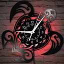 Sea Turtle Wall Clock Glow in the Dark, 12 Inch 7 Kinds of LED Color Vinyl Record Wall Clock Silent Non Ticking, Vintage Decorative Turtle Night Light Wall Watch Clock for Living Room Bedroom