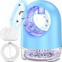 Quiet & Safe Indoor Fruit Fly Trap, Fan-Powered Insect Catcher for Kitchen - Kills Gnats, Mosquitoes, Moths, Flies with Light & Sticky Glue, Child and Pet Friendly (Blue)