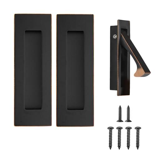 senharvest Pocket Door Handles and Edge Pull Oil Rubbed Bronze,6Inch Pull Hardware Latch,Recessed Finger Flush Pulls,for Closet,Sliding,Barn Door