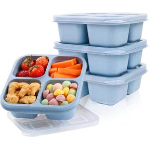 Snack Box,4 Compartment Snack Containers, Prep Containers Reusable,Snack Containers,Bento Box,Snack Box Container for Candy, Nuts, Cookies, Fruit, Snacks, Party Favor, Home Decor (Blue)