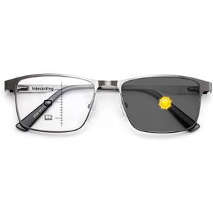 FEISEDY Classic Blue Light Reading Glasses Men,Metal Frame Readers with Spring Hinge, Anti Glare Eyeglasses for Reading B0337