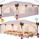 HOTEEL 10x30FT Party Tent 300 Sq Ft Outdoor Canopy with 8 Removable Sidewalls, 2 Zipper Doors, 16 Ropes and 36 Stakes, Carpas para Fiestas for Baby Shower BBQ Wedding Backyard Event, White
