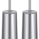 Toilet Brush and Holder, 2 Pack Toilet Brush Stainless Steel, Toilet Bowl Brush for Bathroom Toilet-Ergonomic, Elegant,Durable (Silver)