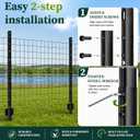 Metal Garden Fence Posts– Heavy Duty U-Post for Wire Fencing, 6 FT Black | 10 Pack No-Dig Fence Stakes for Temporary Fencing, Corner Anchor Posts, Rustproof Powder-Coated Steel for Farm, Yard & Garden