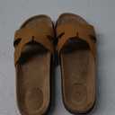 Women's Cork Footbed Slides with Arch Support,Comfortable Summer Beach Vacation Sandals for Women,Memory Foam Outdoor Flat Sandals 11