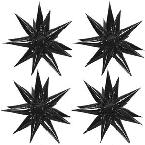 50 Pcs Black Foil Cone Star Balloons Big 26 inch Black Explosion Star Mylar Balloons 12 Point 3D Starburst Star Balloons for Party Supplies Christmas Birthday Wedding Decorations Party Supplies